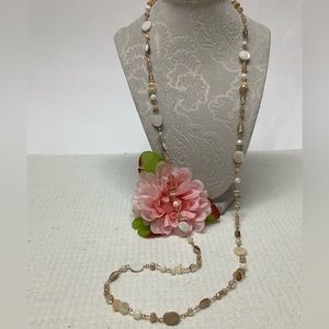 🌸Shell, Pearl & Crystal Beaded Chain Necklace